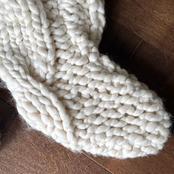 Crate and Barrel ivory colored crochet large stockings chunky knit farmhouse Chr - Picture 3 of 7